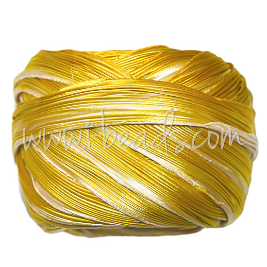 Shibori Seidenbänder ecru gold (10cm)