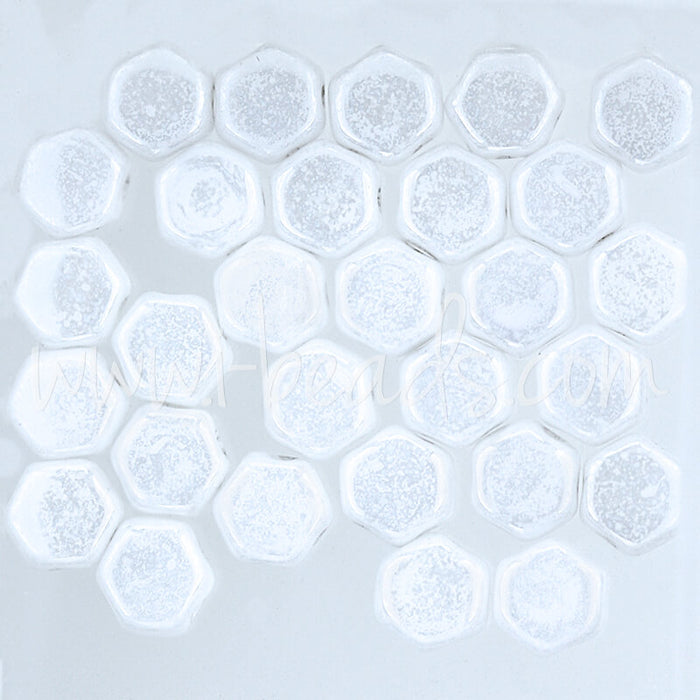 Honeycomb Perlen 6mm chalk luster (30)