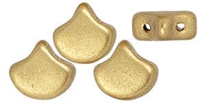 Kaufen Sie Perlen in Deutschland Matubo Ginko leaf matte metallic flax gold 7.5mm 2 holes (10)