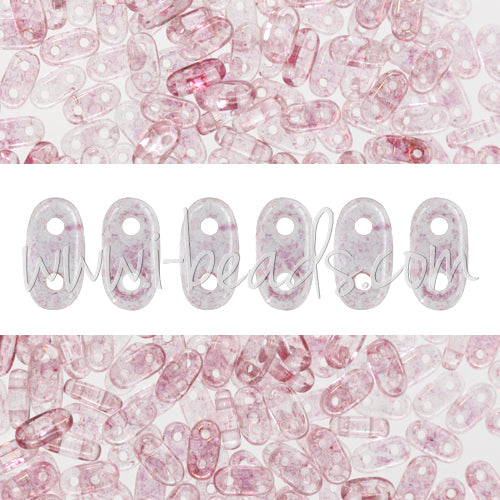 Kaufen Sie Perlen in Deutschland 2 Loch Perlen CzechMates Bar 2x6mm Luster Transparent Topaz Pink (10g)