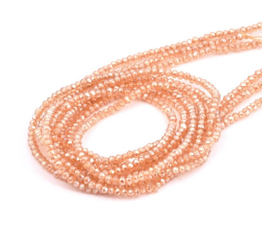 Kaufen Sie Perlen in Deutschland Glasperlen facettiert sand AB, rund 2mm - Loch 0.6mm - Litze 36 cm (1 Strang)