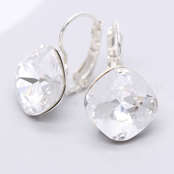 Vertiefte Ohrringfassung für Swarovski 4470 12mm silber-plattiert (2)