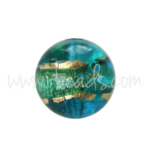 Kaufen Sie Perlen in Deutschland Murano Glasperle Rund Blau und Gold 8mm (1)