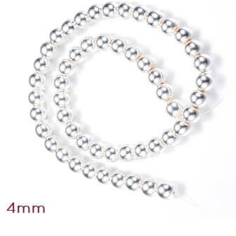 Rekonstituierte Hämatitperlen, versilbert, 4 mm - 1 strang - 92 Perlen (1 strang)