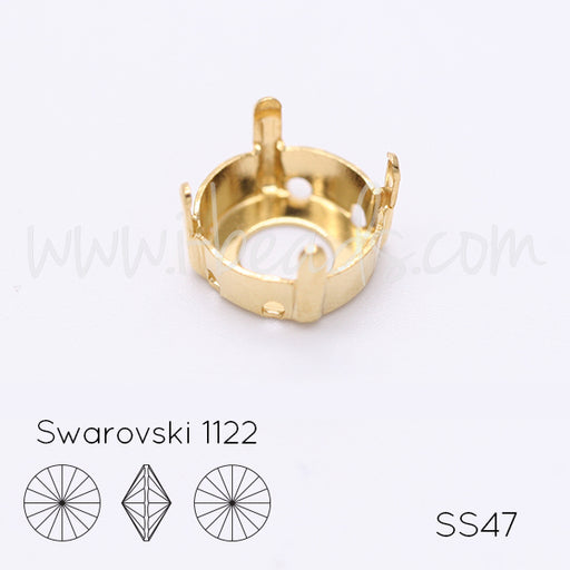 Aufnähfassung für Swarovski 1122 Rivoli SS47 gold-plattiert (2)