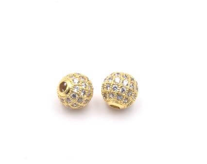 Kaufen Sie Perlen in Deutschland Runde Perle besetzt mit Zirkonen Vergoldetes Messing 8x1,9 mm (1)