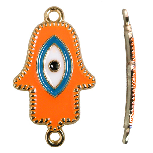 Hamsa Hand Kalt-Emaille neon orange 20x32mm (1)