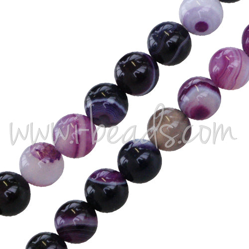 Streifenachat Violett Runde Perlen 6mm am Strang (1)