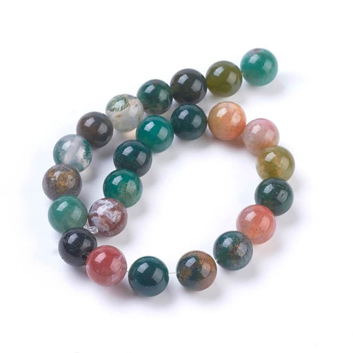 Kaufen Sie Perlen in Deutschland Natürliche indische Achatperlen, rund, dunkelgrün - 10mmx1 -39cm (1 Strang)