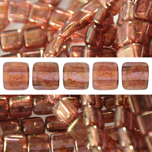 2 Loch Perlen CzechMates tile luster rose gold topaz 6mm (50)