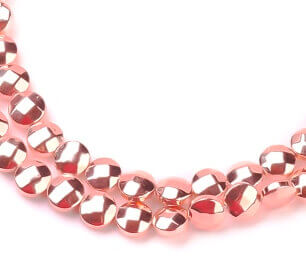 Kaufen Sie Perlen in Deutschland Synthetischer Hämatit ROSE GOLD rund facettierte flache Perlen 6 mm Loch: 1 mm (4)