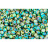 cc179f - Toho rocailles perlen 11/0 transparent rainbow frosted green emerald (10g)