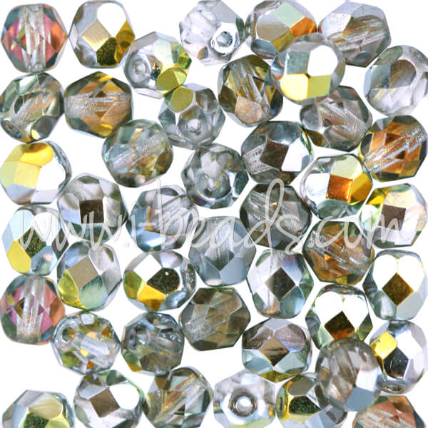 Glasschliffperlen silver crystal ab 6mm (50)