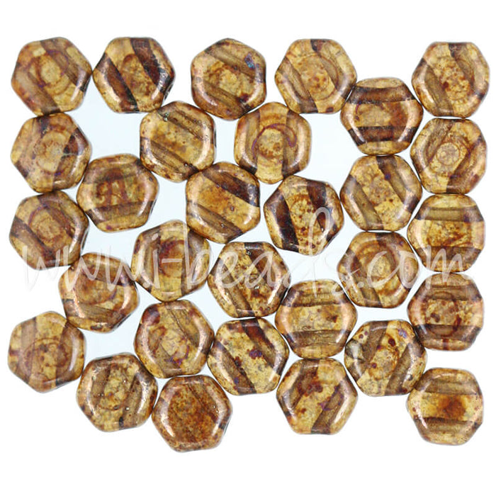 Honeycomb Perlen 6mm topaz bronze picassso (30)