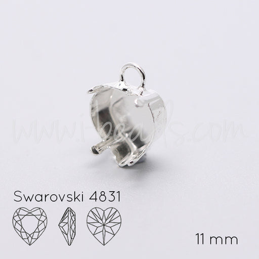 Anhängerfassung für Swarovski 4831 Herz 11mm silber-plattiert (1)
