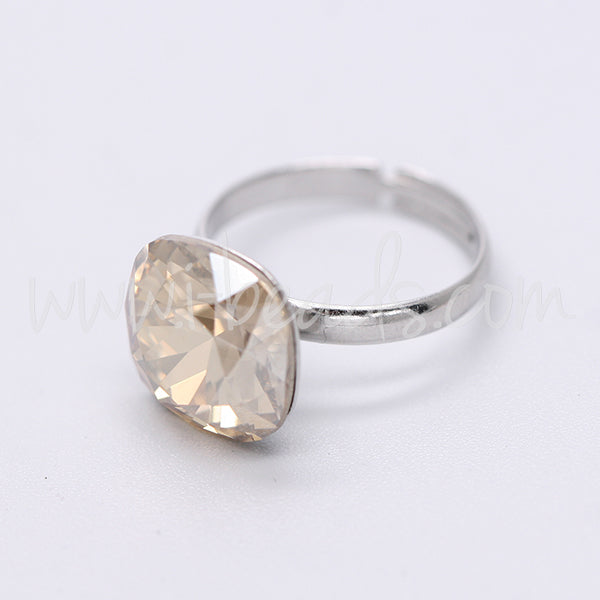 Verstellbare vertiefte Ringfassung für Swarovski 4470 12mm Rhodium (1)