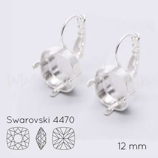 Ohrringfassung für Swarovski 4470 12mm silber-plattiert (2)