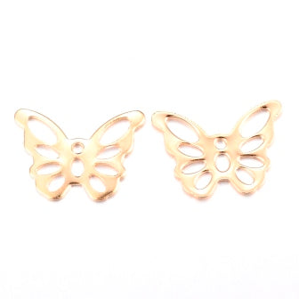 Schmetterling Charms Edelstahl, Gold, 10.5x15mm (2)