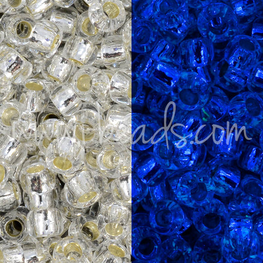 Kaufen Sie Perlen in Deutschland ccPF2701S - Toho Rocailles Perlen 8/0 Glow in the dark silver-lined crystal/glow blue permanent finish (10g)