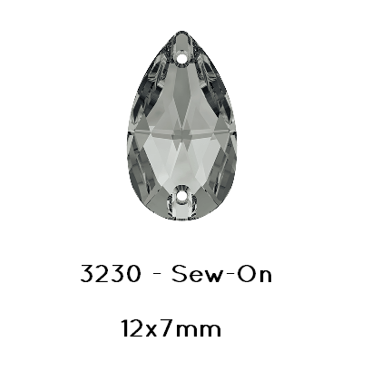 Kaufen Sie Perlen in Deutschland Swarovski Drop Sew-on 3230 crystal Silver Night 12x7mm (4)