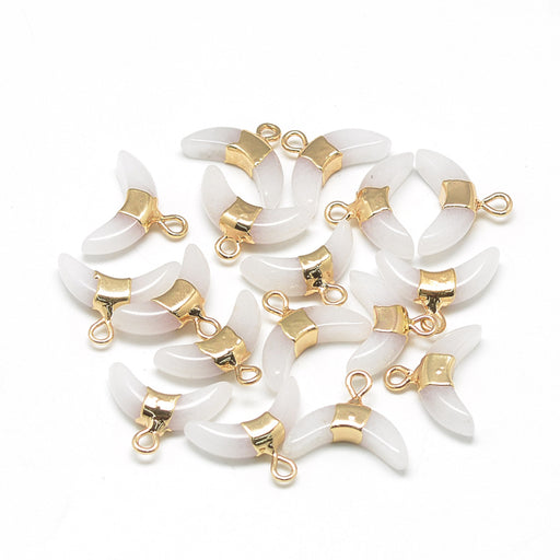 Kaufen Sie Perlen in Deutschland weiss Jade Horn Anhänger, vergoldet 12mm lang, 16mm Breite (1)