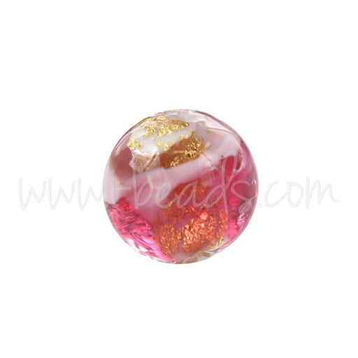 Kaufen Sie Perlen in Deutschland Murano Glasperle Rund Pink und Gold 6mm (1)
