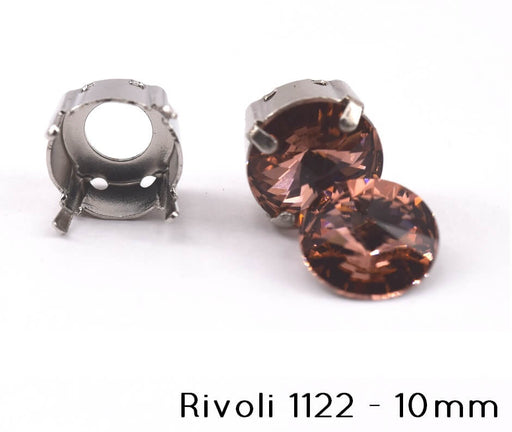 Kaufen Sie Perlen in Deutschland Aufnähfassung für Swarovski 1122 Rivoli 10mm Rhodium (2)