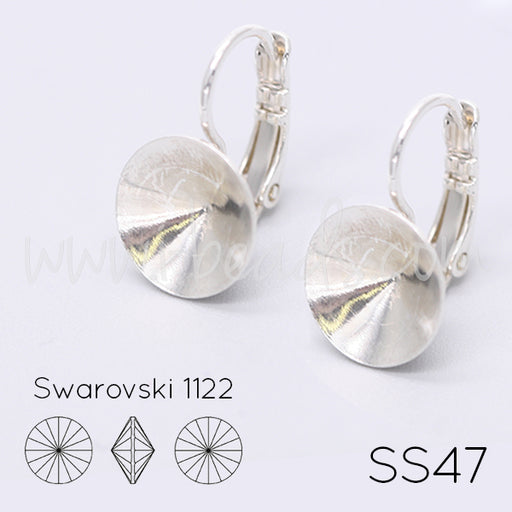 Vertiefte Ohrringfassung für Swarovski 1022 Rivoli SS47 silber-plattiert (2)