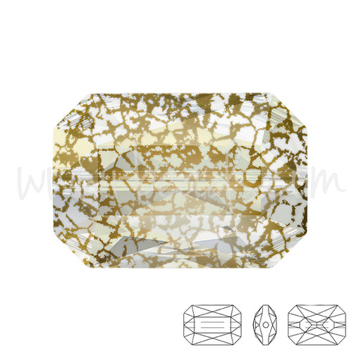 Swarovski 5515 Emerald cut Perle crystal gold patina 18x12mm (1)