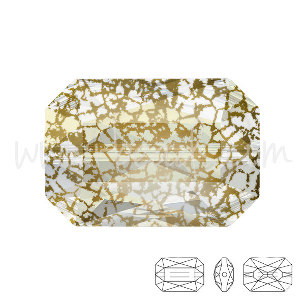 Swarovski 5515 Emerald cut Perle crystal gold patina 18x12mm (1)