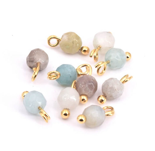 Charms perlen natürliche Amazonit 4 mm + Nietstifte vergoldet qualitat (10)