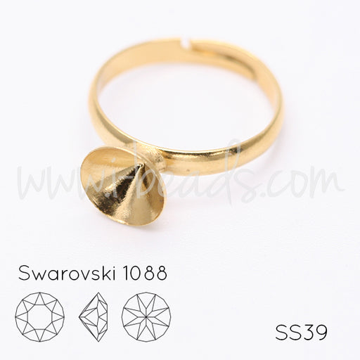 Verstellbare vertiefte Ringfassung für Swarovski 1088 SS39 gold-plattiert (1)