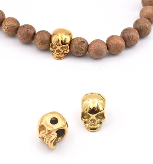 Perle totenkopf Edelstahl GOLD 10mm (1)