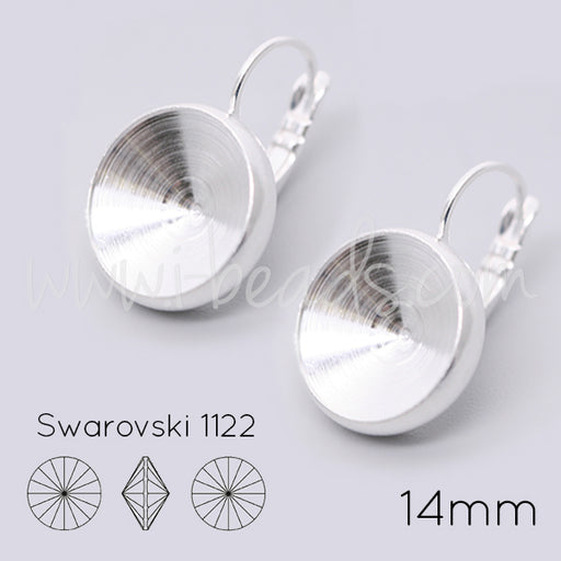 Kaufen Sie Perlen in Deutschland Ohrringfassung für Swarovski 1122 Rivoli 14mm silber-plattiert (2)