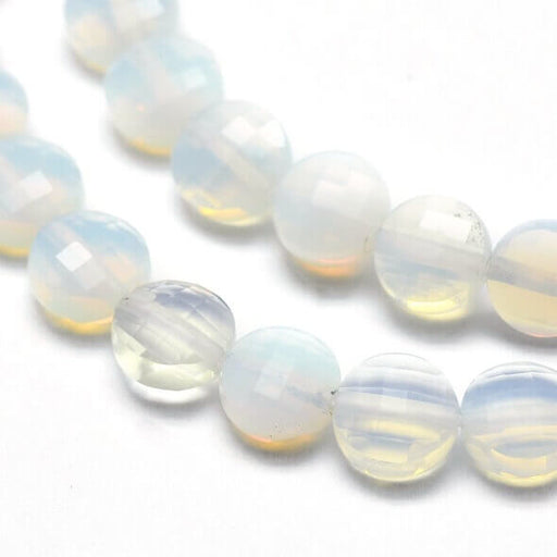 Natürlicher Opalite rund facettierte flache Perlen 6 mm Loch: 1 mm (10)