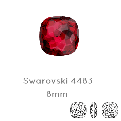 4483 Swarovski Fantasy Cushion Fancy Stone SCARLET - 8mm (1)