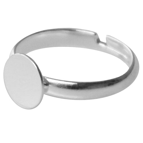 Kaufen Sie Perlen in Deutschland Ring mit Platte Verstellbar 8mm Silberfarben (1)