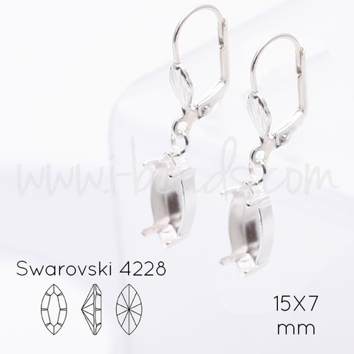 Kaufen Sie Perlen in Deutschland Ohrringfassung für Swarovski 4228 Rübchen 15x7mm silber-plattiert (2)