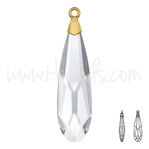 Kaufen Sie Perlen in Deutschland Swarovski 6533 raindrop Anhänger crystal gold 33mm (1)