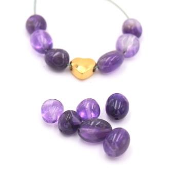 runde quadratische Perlen Amethyst  7-8 mm loch 1mm(10)