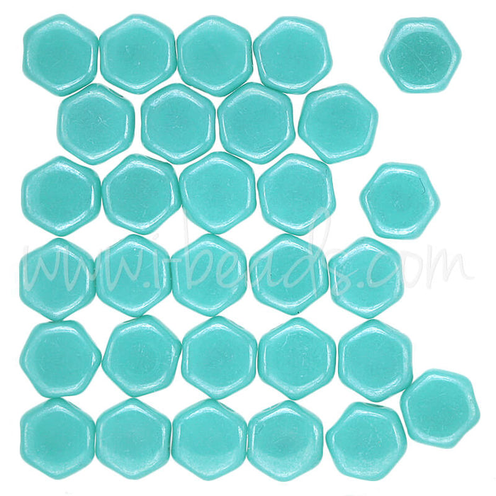 Honeycomb Perlen 6mm green turquoise shimmer (30)