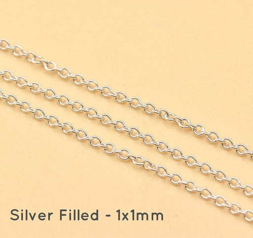 Kaufen Sie Perlen in Deutschland Extra dünne Kette 1,3mm in Silber gefüllt (30cm)