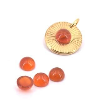 Kaufen Sie Perlen in Deutschland Runder cabochon Karneol orange 6mm (2)