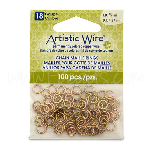 Beadalon 100 artistic draht chain-maille-ringe vermessingt mit anlaufschutz 18 kaliber 4.37mm (1)