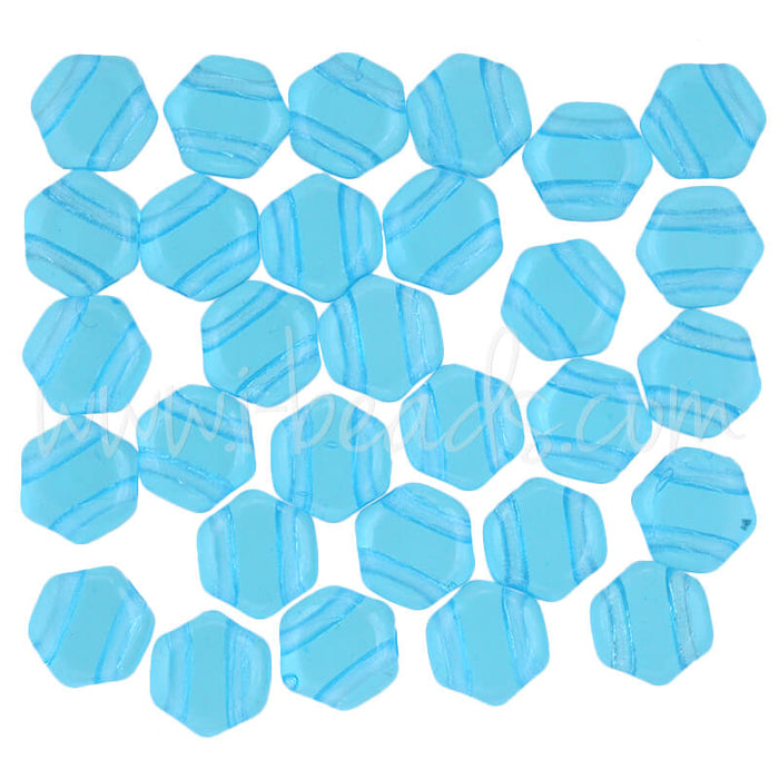 Honeycomb Perlen 6mm aqua transparent (30)