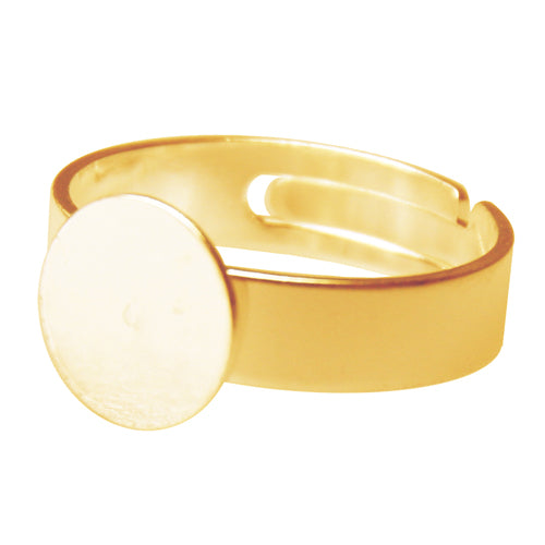 Kaufen Sie Perlen in Deutschland Ring mit Platte Verstellbar 10mm Goldfarben (1)