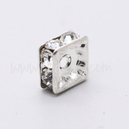 Strass quader crystal aus silberfarbenem metall 6mm (2)