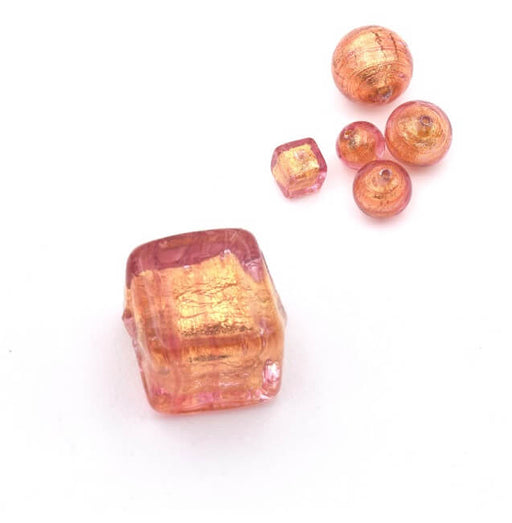 Kaufen Sie Perlen in Deutschland Murano Glasperle Würfel copper und Gold 6mm (1)