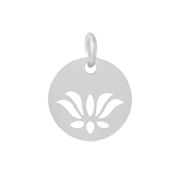 Medaille - Lotus Motit Anhänger Edelstahl RHODIUM 11,5mm (1)