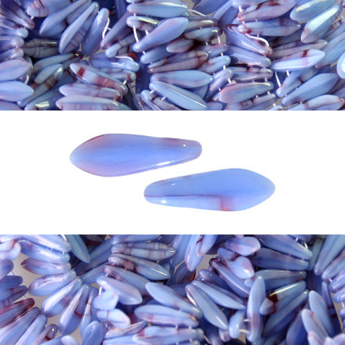 2 Loch Perlen CzechMates Daggers blue raspberry swirl 5x16mm (50)